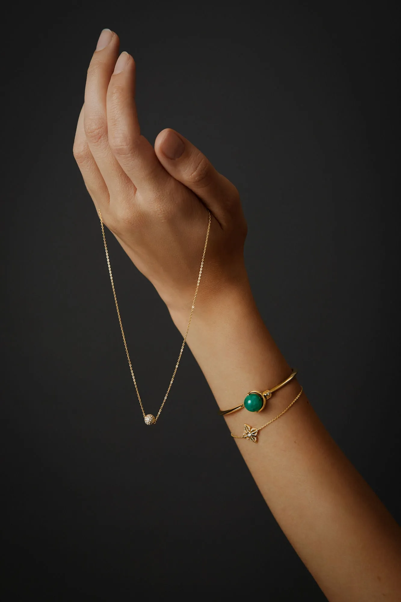 Diamond Pav?? 18K Gold Necklace w. Diamond