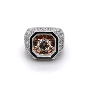DIAMONDS OF BOTSWANA White and Rose Gold Diamond Octagon Pave Ring Model Ref : 4022903
