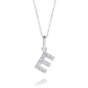 E Letter Pendant White Gold