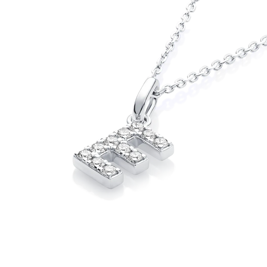 E Letter Pendant White Gold