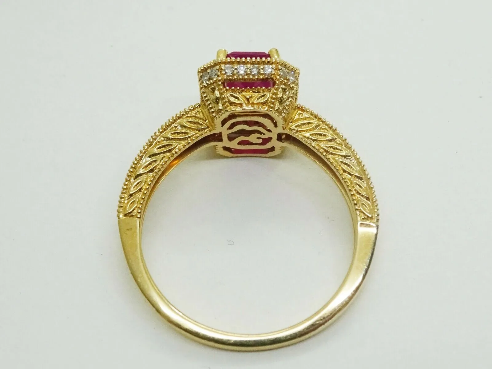 Effy Ruby Royale 1.30ct tw Ruby & Diamond Halo Ring 14k Gold Size 7