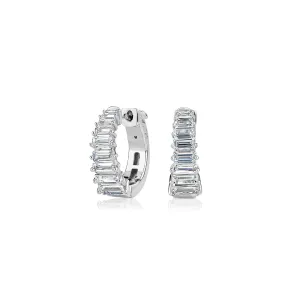 Emerald Cut hoop earrings with diamond simulants in sterling silver
