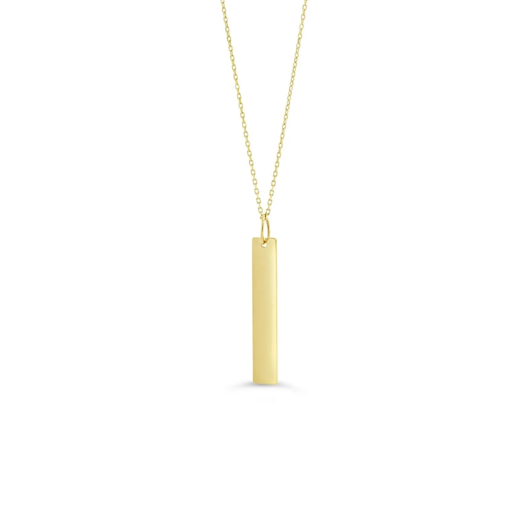 Engravable- 10k Gold Vertical Bar Necklace