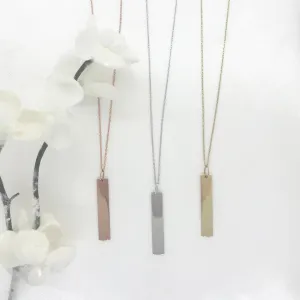 Engravable- 10k Gold Vertical Bar Necklace