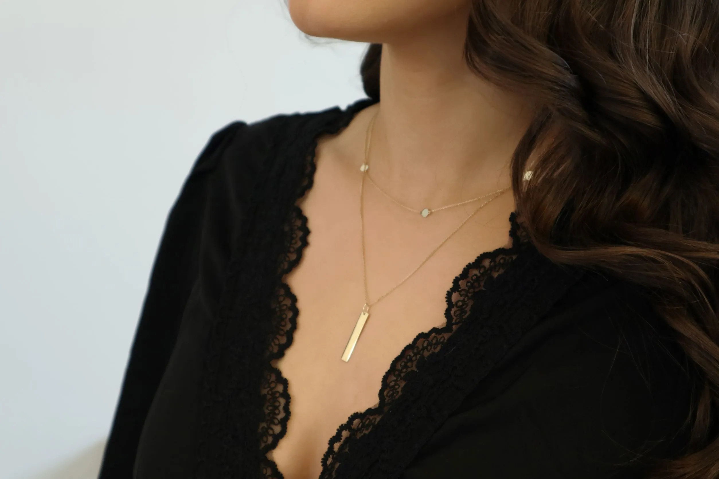 Engravable- 10k Gold Vertical Bar Necklace