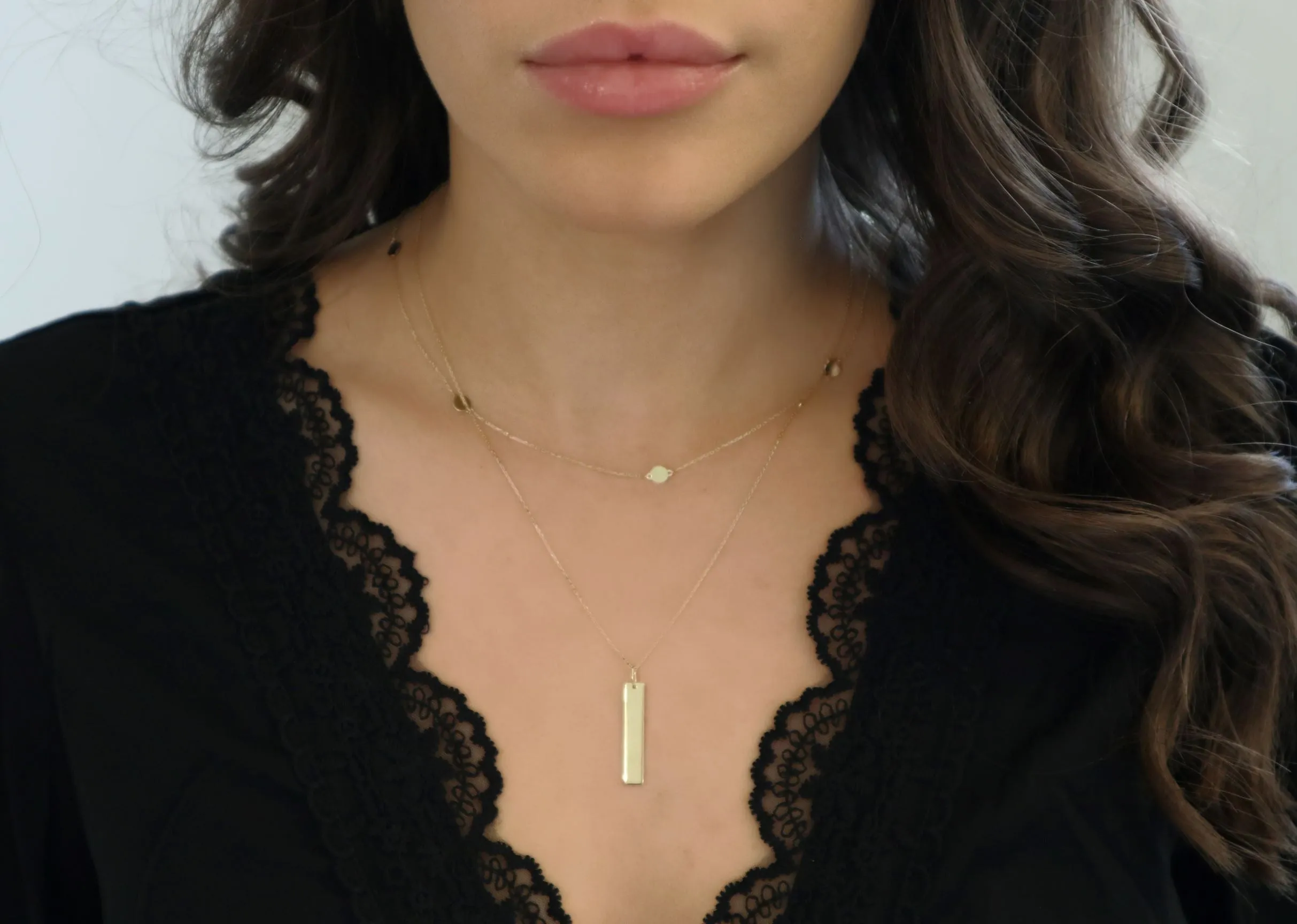 Engravable- 10k Gold Vertical Bar Necklace