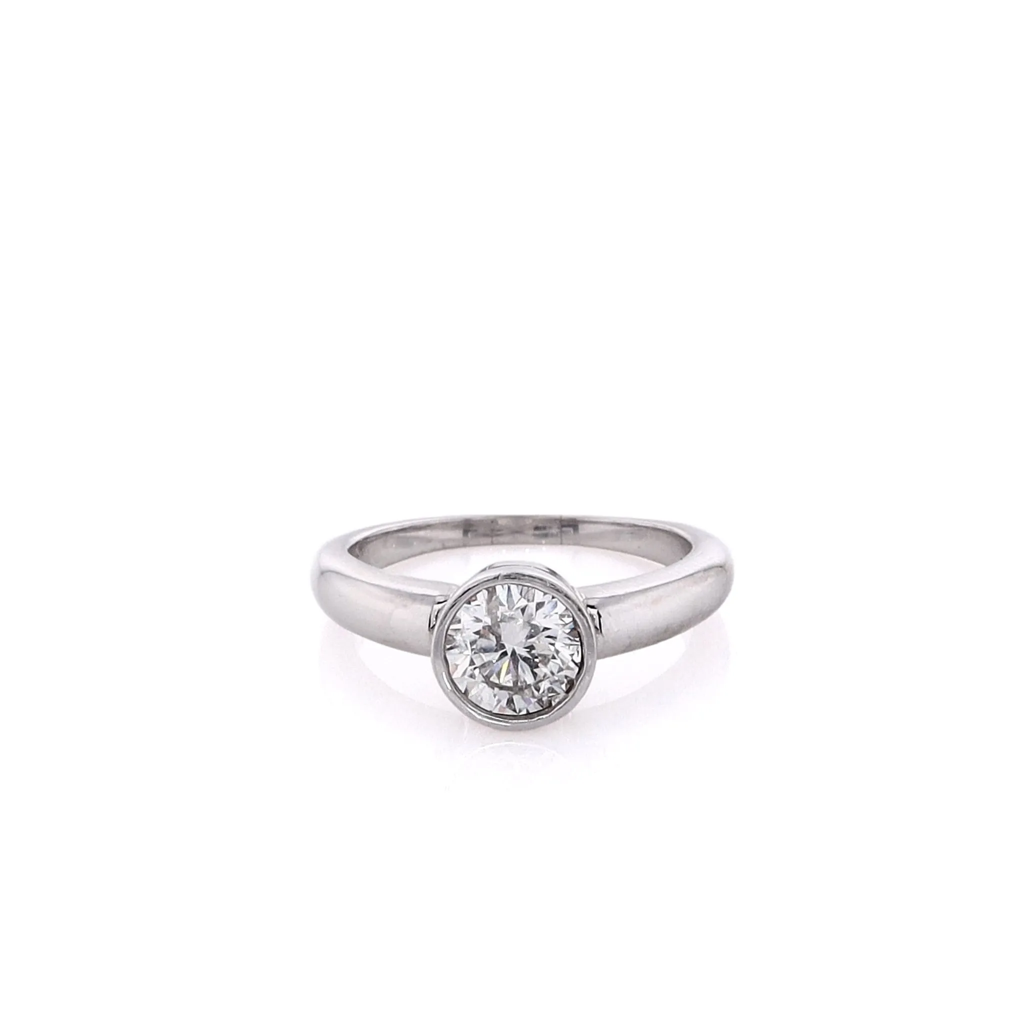Estate 14 Karat White Gold Polished Shank Diamond Engagement Ring