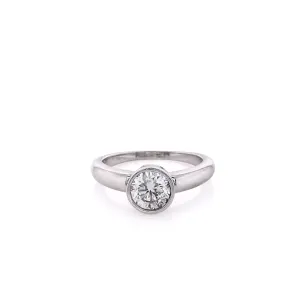 Estate 14 Karat White Gold Polished Shank Diamond Engagement Ring