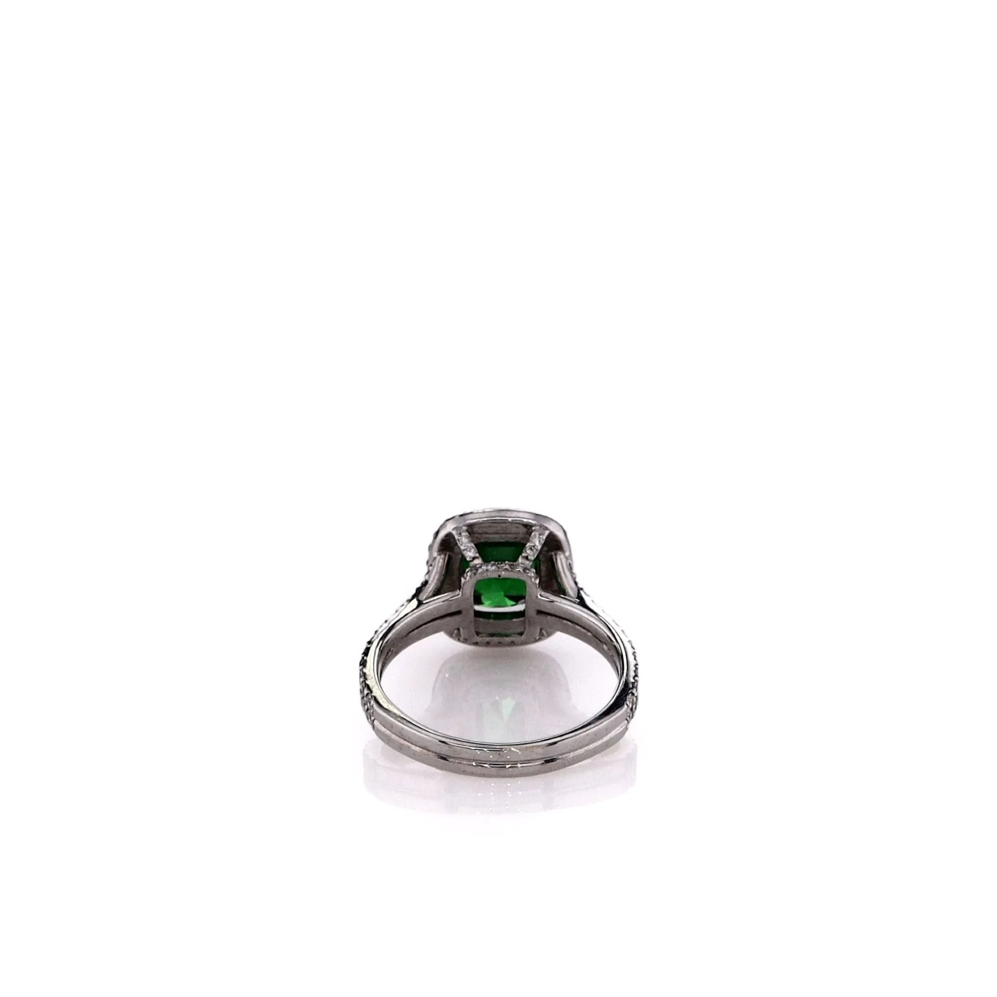 Estate 14k White Gold Tsavorite Chip and Diamond Double Halo Ring