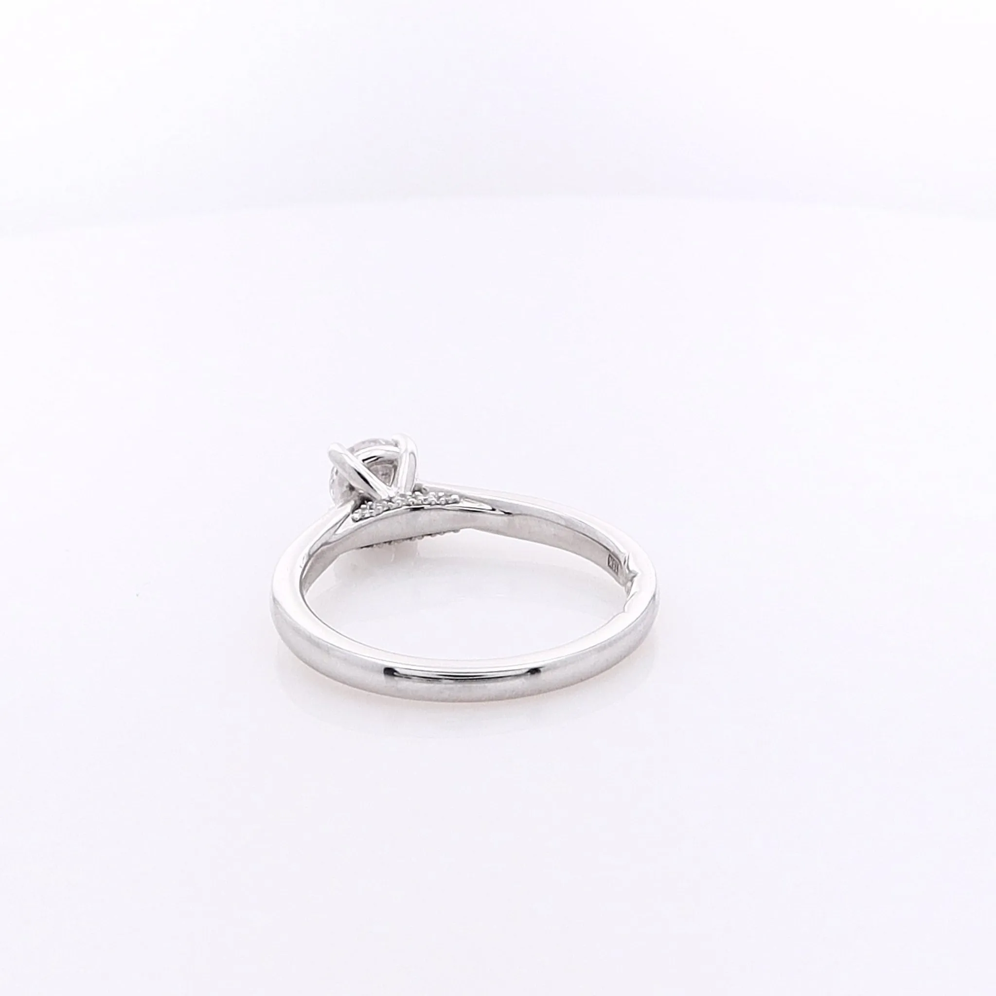 Estate A Jaffe 18 Karat White Gold Solitaire Cubic Zirconium and Diamond Under Gallery Ring