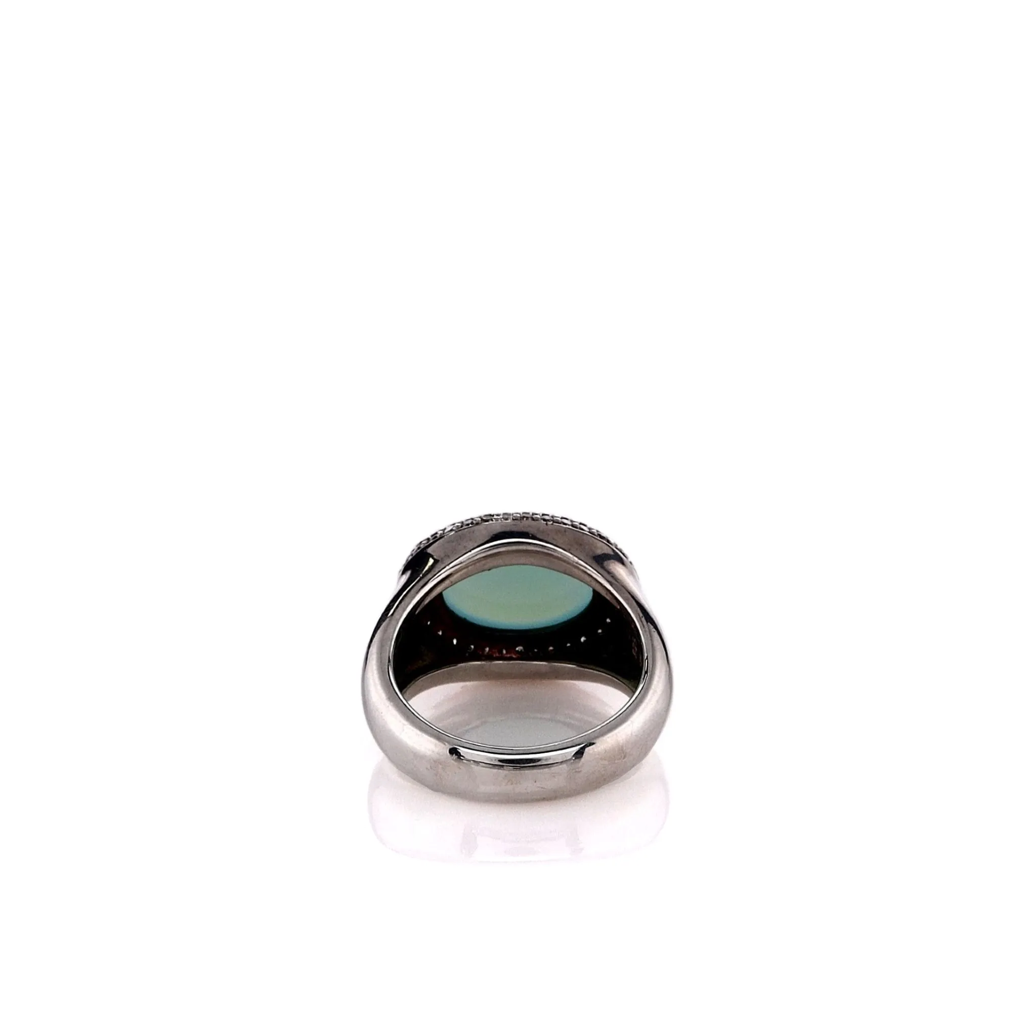 Estate David Yurman Sterling Silver Chalcedony and Diamond Halo Ring