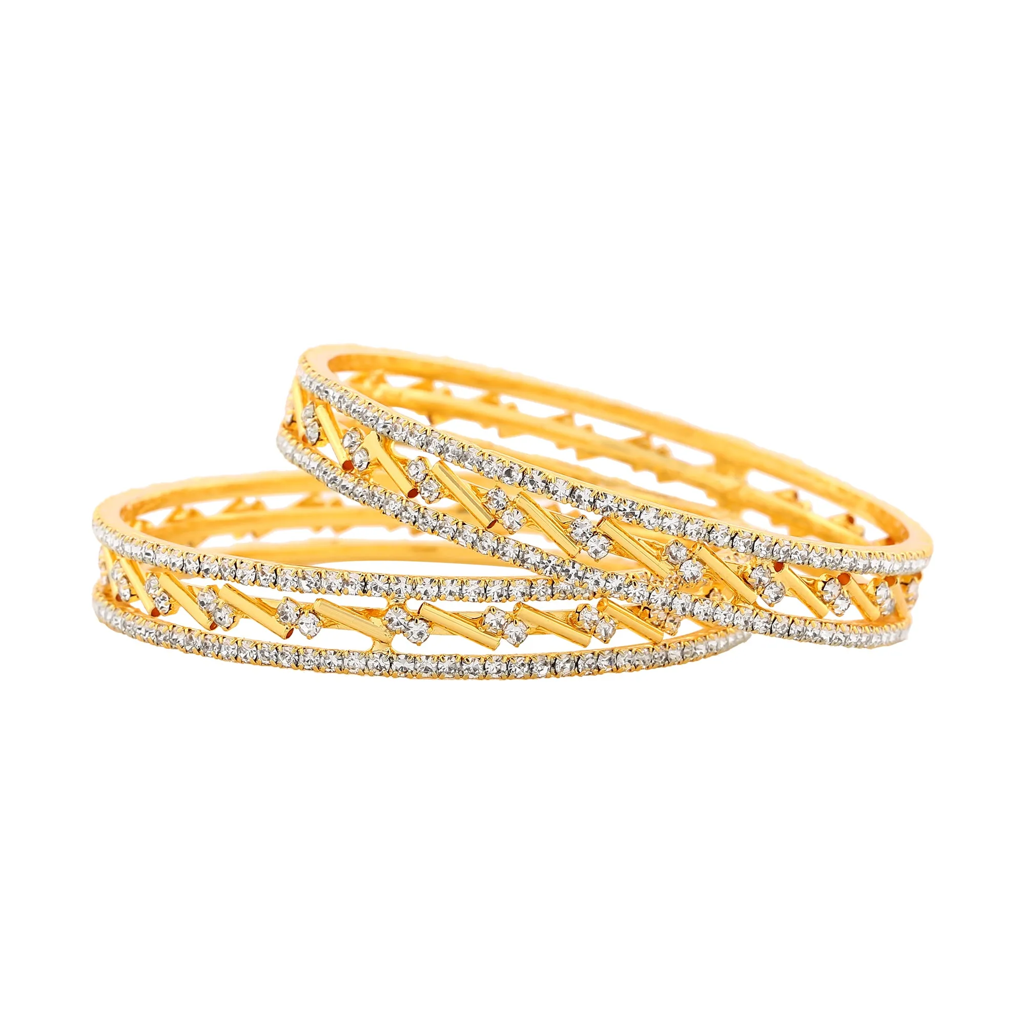 Estele Ethnic Criss-Cross Bangles for Women ?C Radiant Gold Plated|Size 2.6|Wedding & Festive Jewellery ?C OSBR-VK11039-26 BANGLE