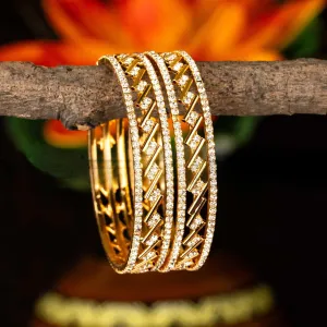 Estele Ethnic Criss-Cross Bangles for Women ?C Radiant Gold Plated|Size 2.6|Wedding & Festive Jewellery ?C OSBR-VK11039-26 BANGLE
