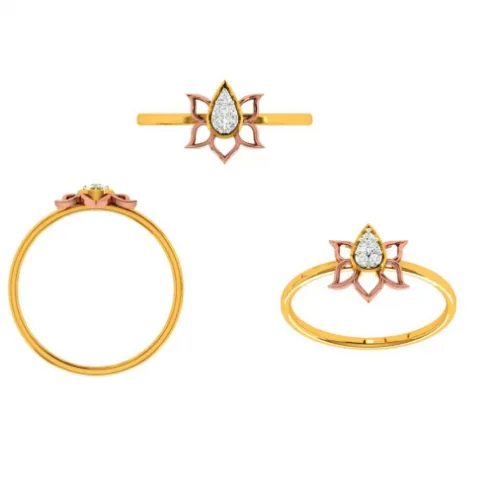 Floral Craft Petals Bloom Aesthetic 14 Kt Yellow Gold Ring