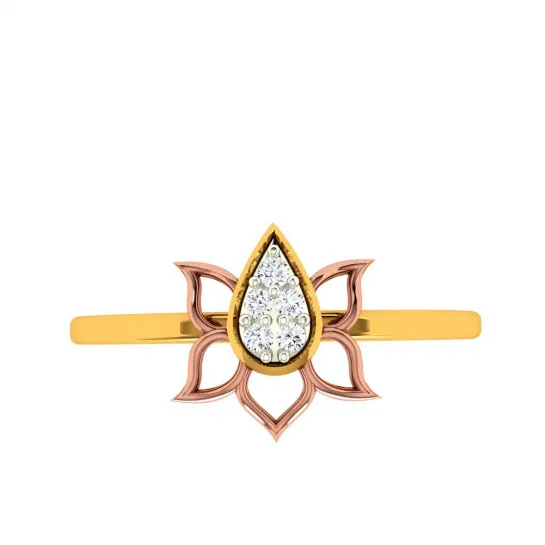 Floral Craft Petals Bloom Aesthetic 14 Kt Yellow Gold Ring