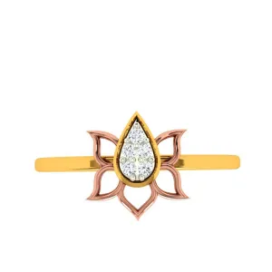 Floral Craft Petals Bloom Aesthetic 14 Kt Yellow Gold Ring