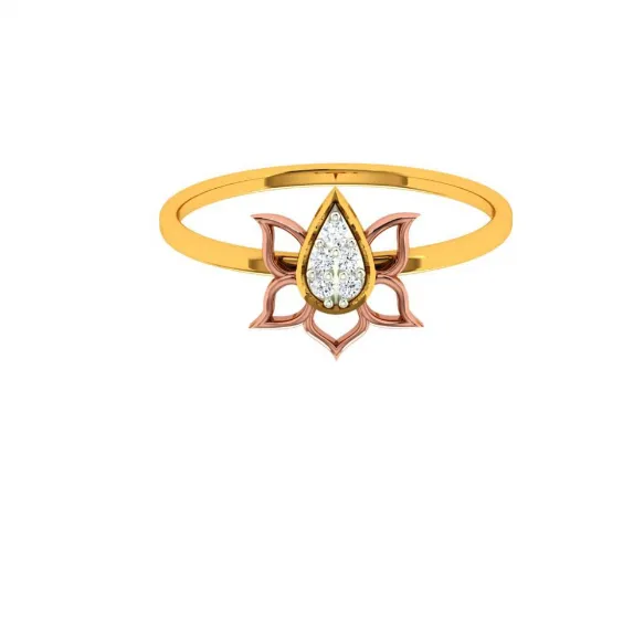Floral Craft Petals Bloom Aesthetic 14 Kt Yellow Gold Ring