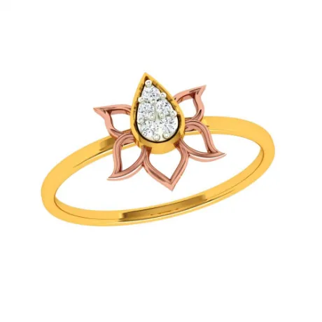 Floral Craft Petals Bloom Aesthetic 14 Kt Yellow Gold Ring