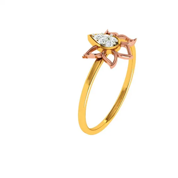 Floral Craft Petals Bloom Aesthetic 14 Kt Yellow Gold Ring