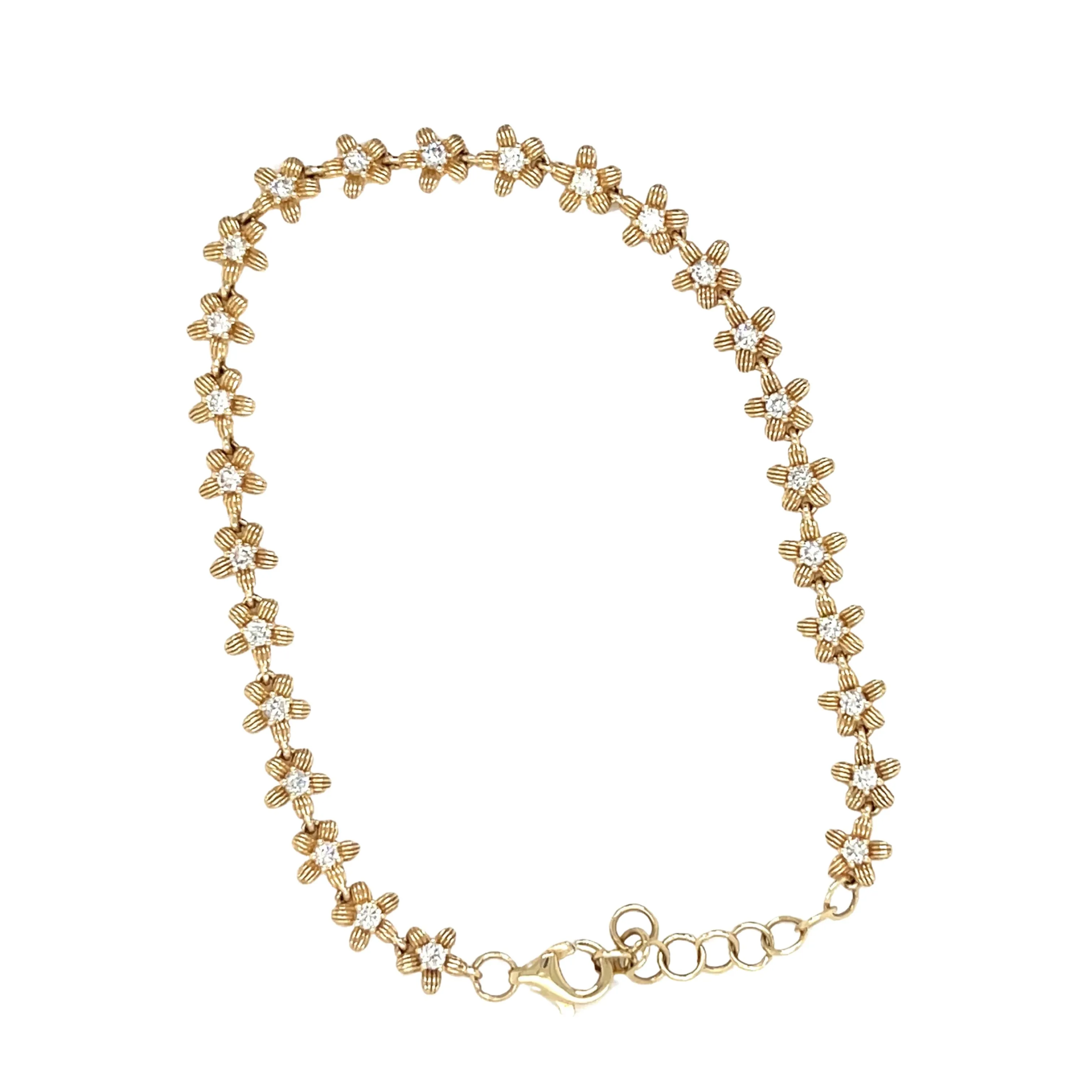 Flower and Diamond Segment Bracelet