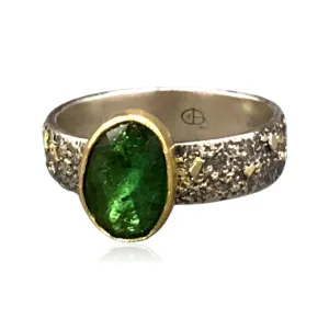 Forest Green Rose Cut Tourmaline Ring