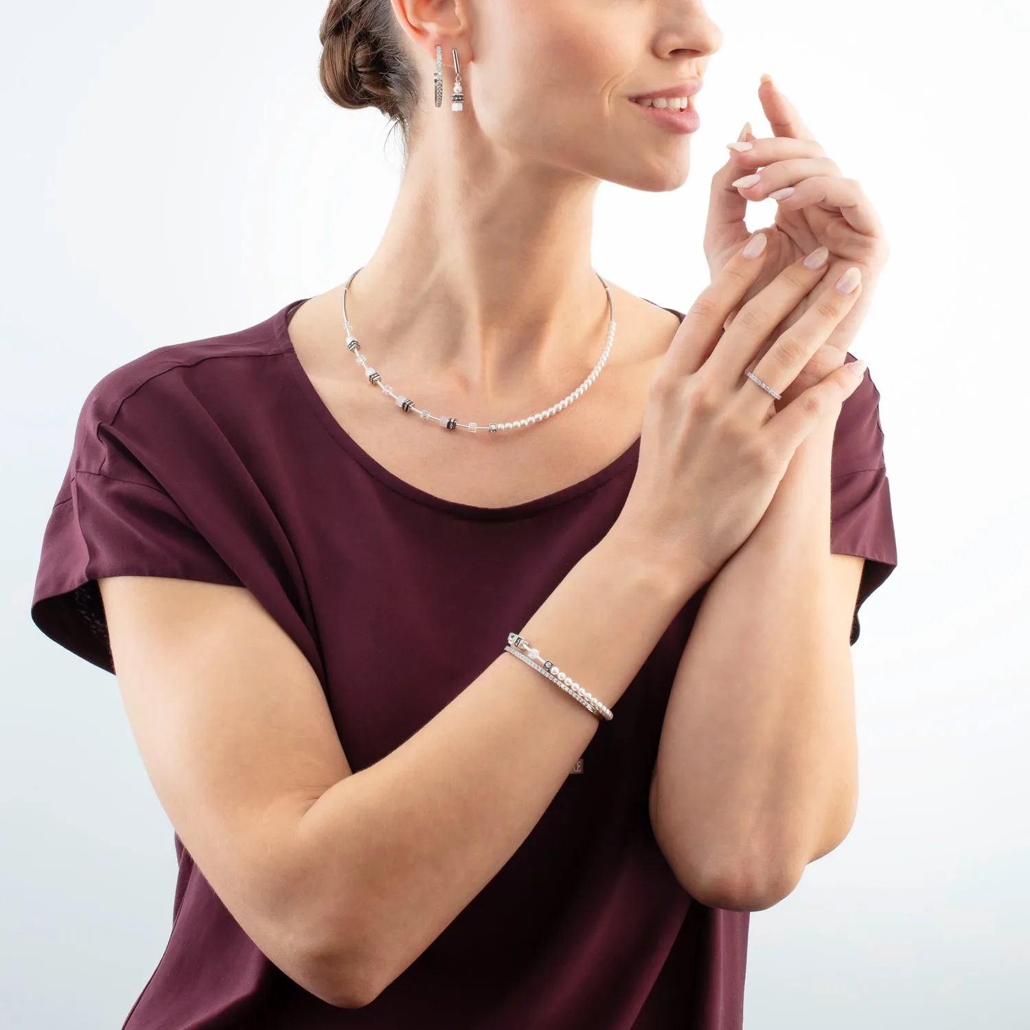 GeoCUBE? Mini Fusion Pearls Bracelet silver-white