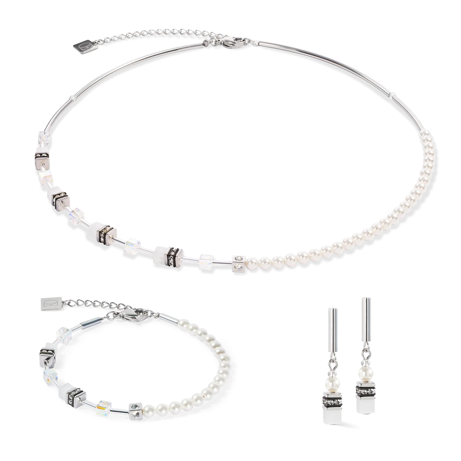 GeoCUBE? Mini Fusion Pearls Bracelet silver-white