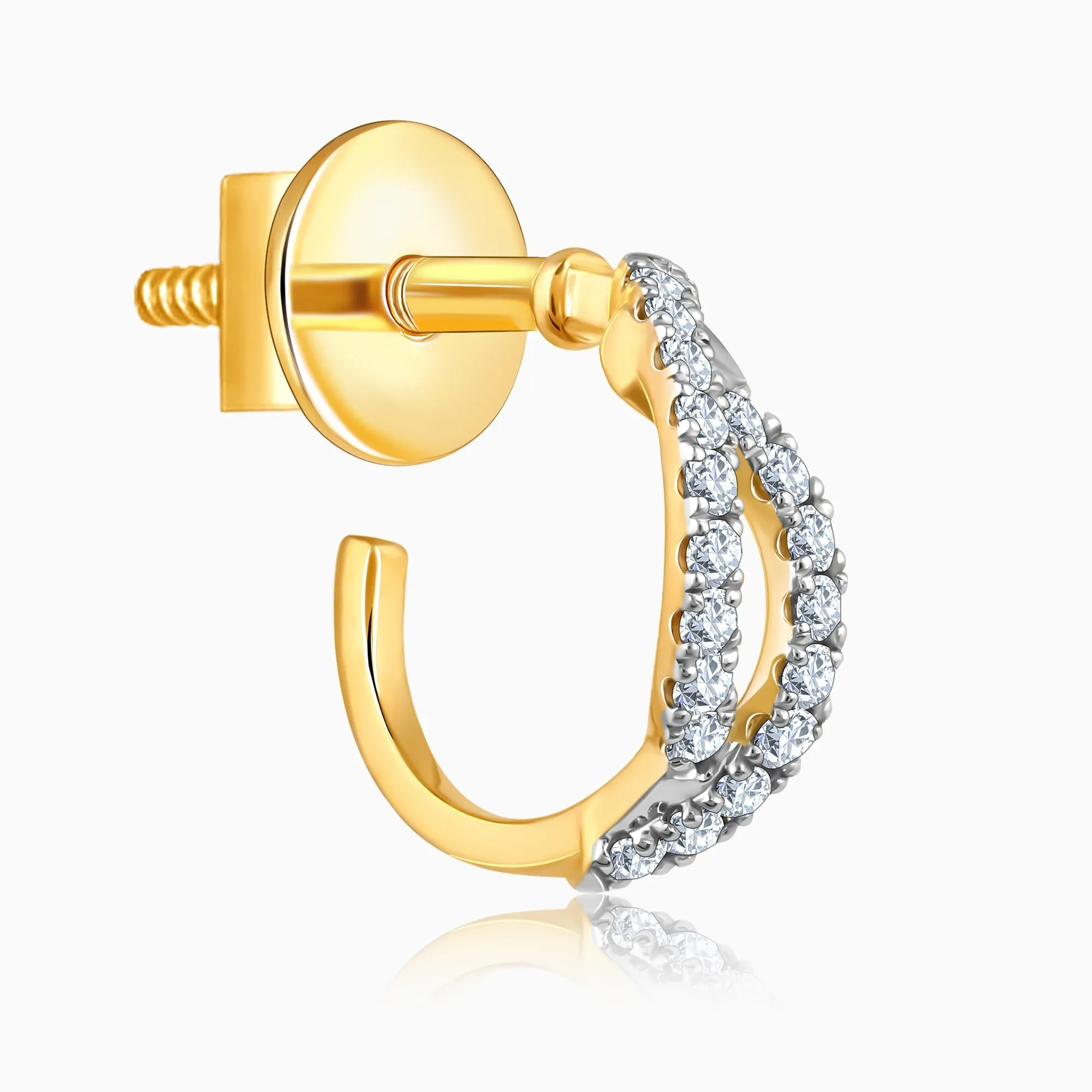 Gold Elixir Diamond J-hoop Earrings