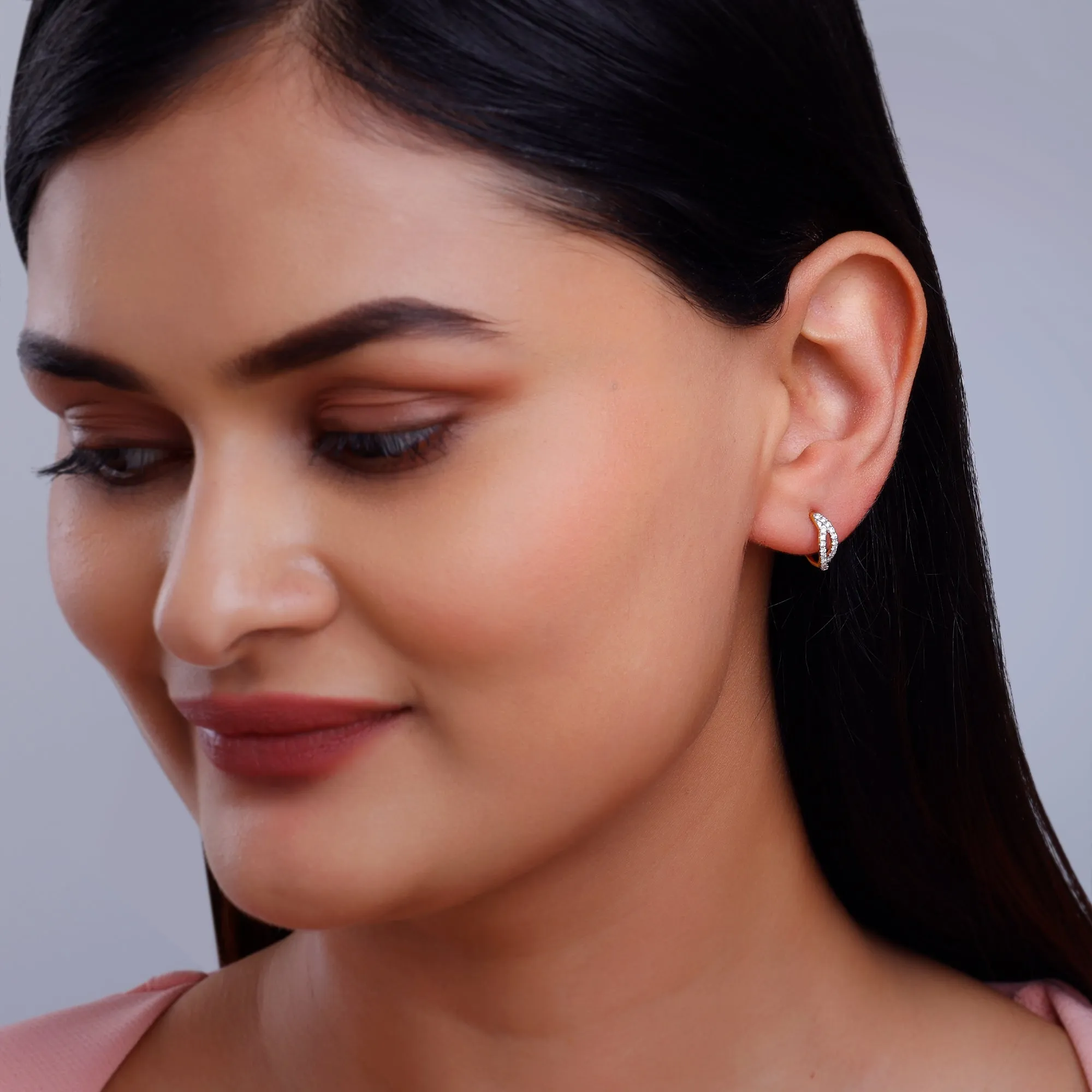 Gold Elixir Diamond J-hoop Earrings
