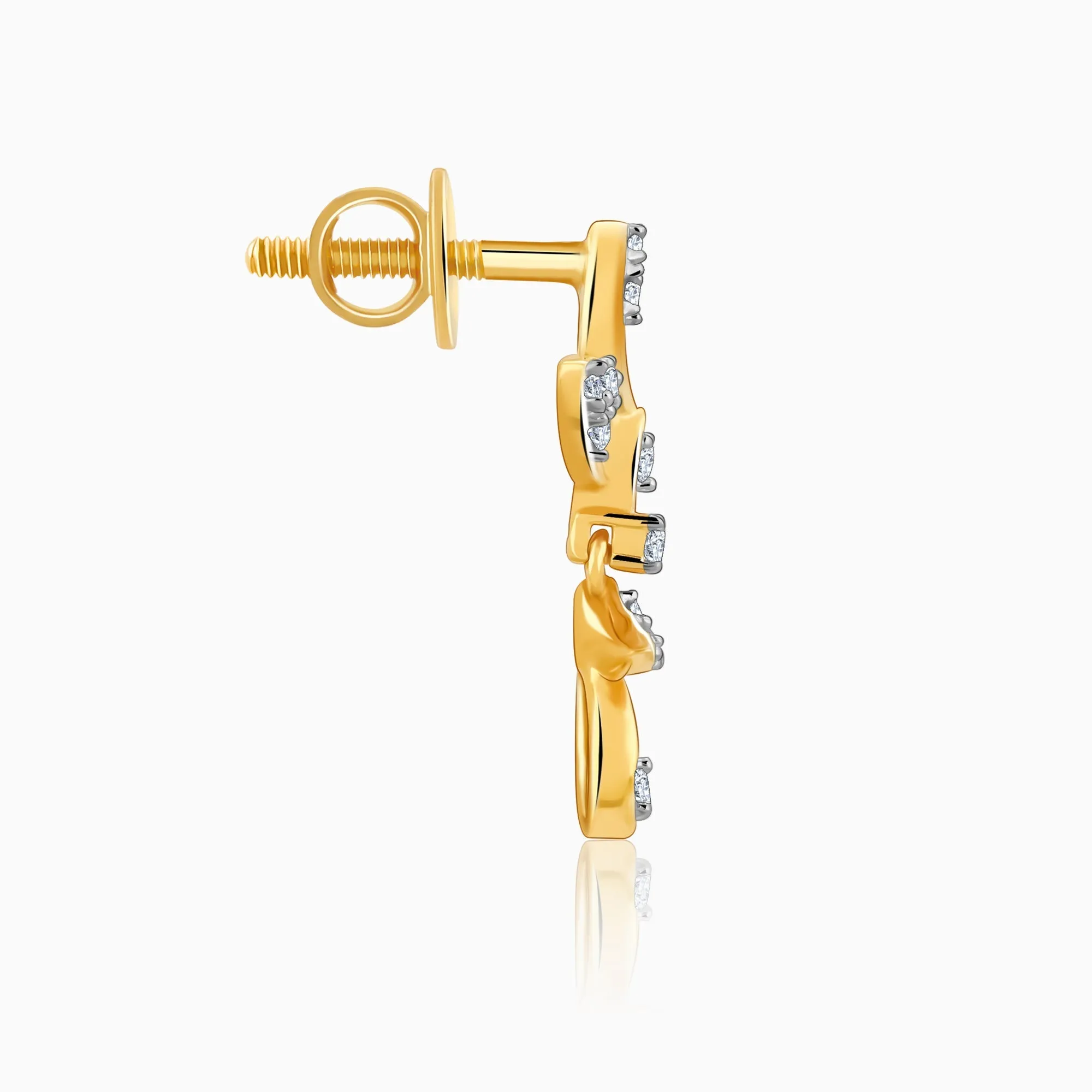 Gold Leaflight Diamond Earrings