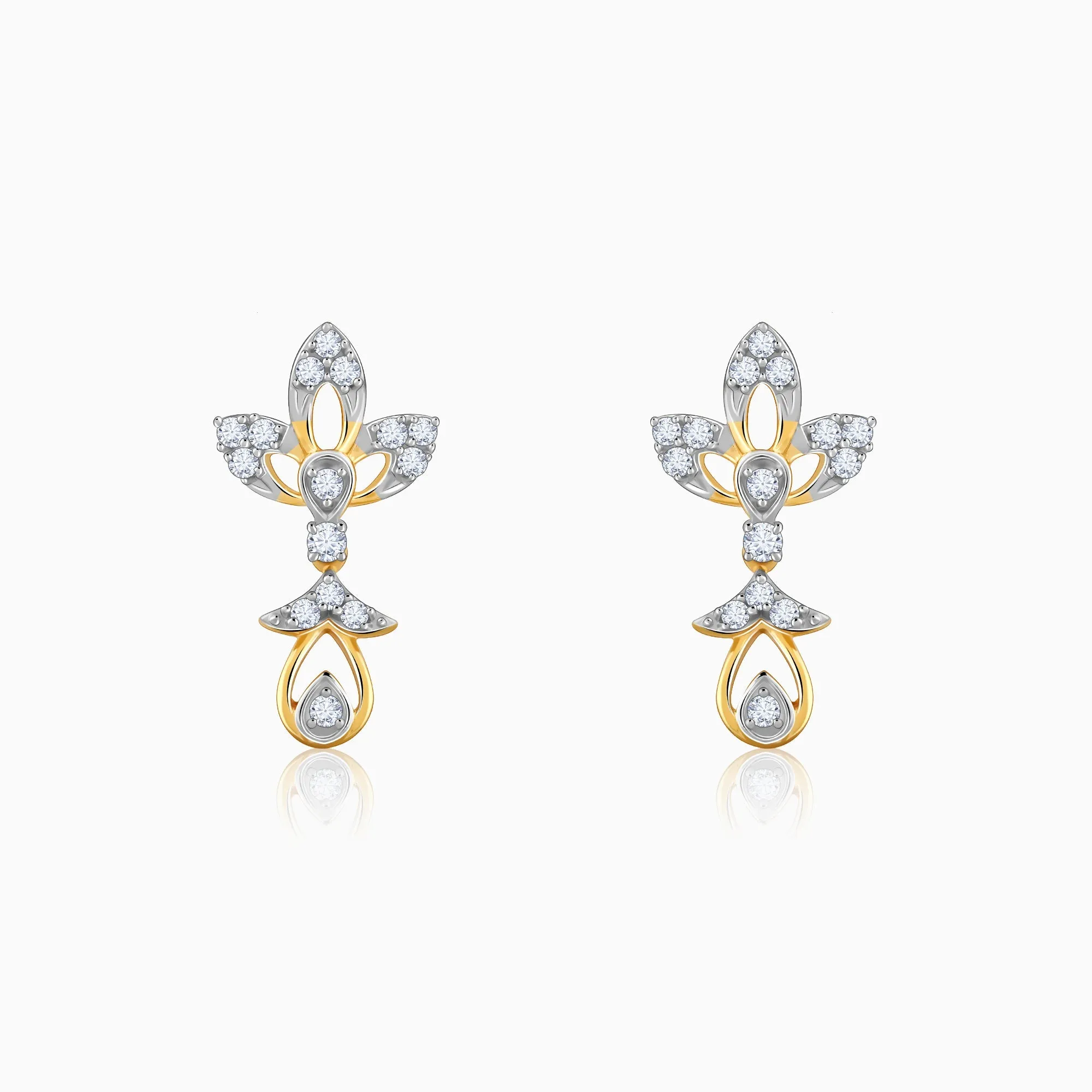 Gold Leaflight Diamond Earrings
