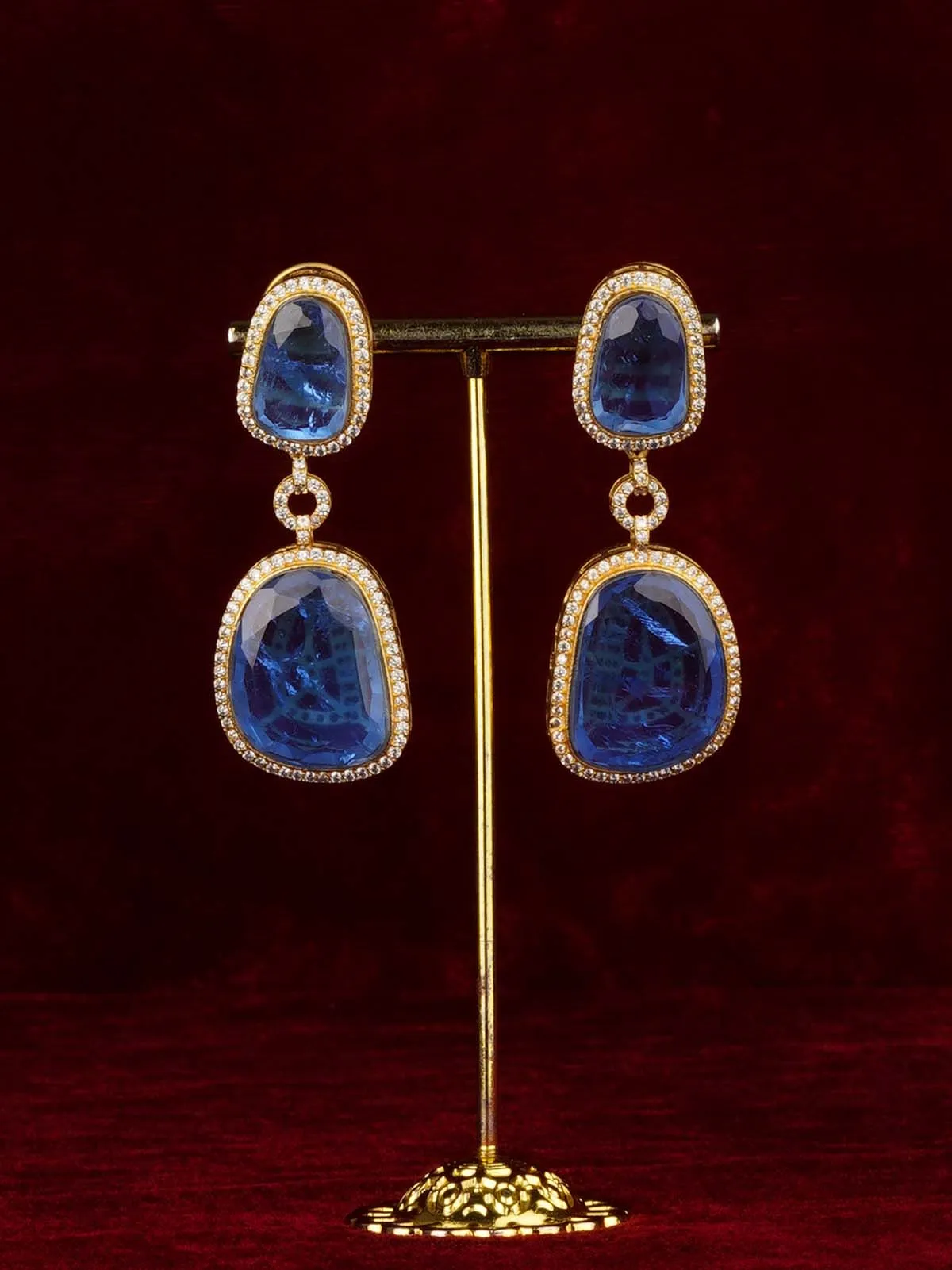 Gold Plated Faux Diamond Earrings - CZEAR606