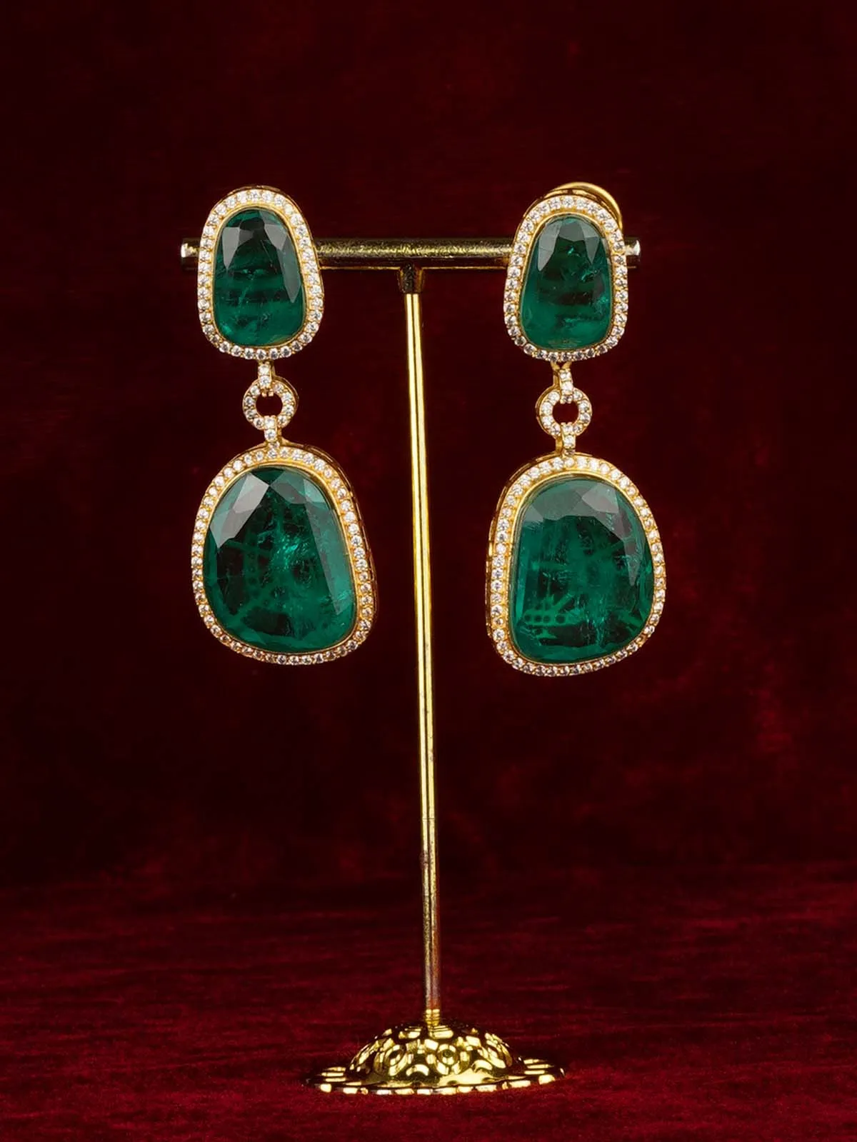 Gold Plated Faux Diamond Earrings - CZEAR606