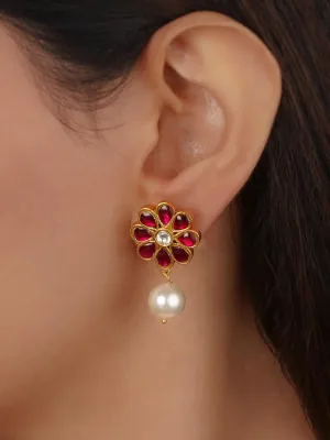 Gold Plated Jadau Kundan Earrings - ME1372