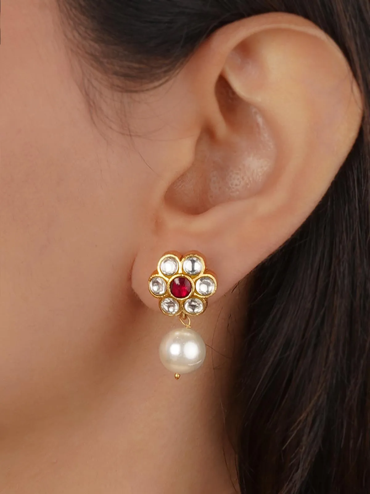 Gold Plated Jadau Kundan Earrings - ME1374