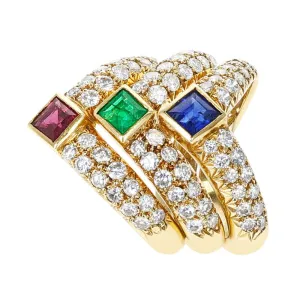 Gold, Sapphire, Emerald, Ruby and Diamond Ring