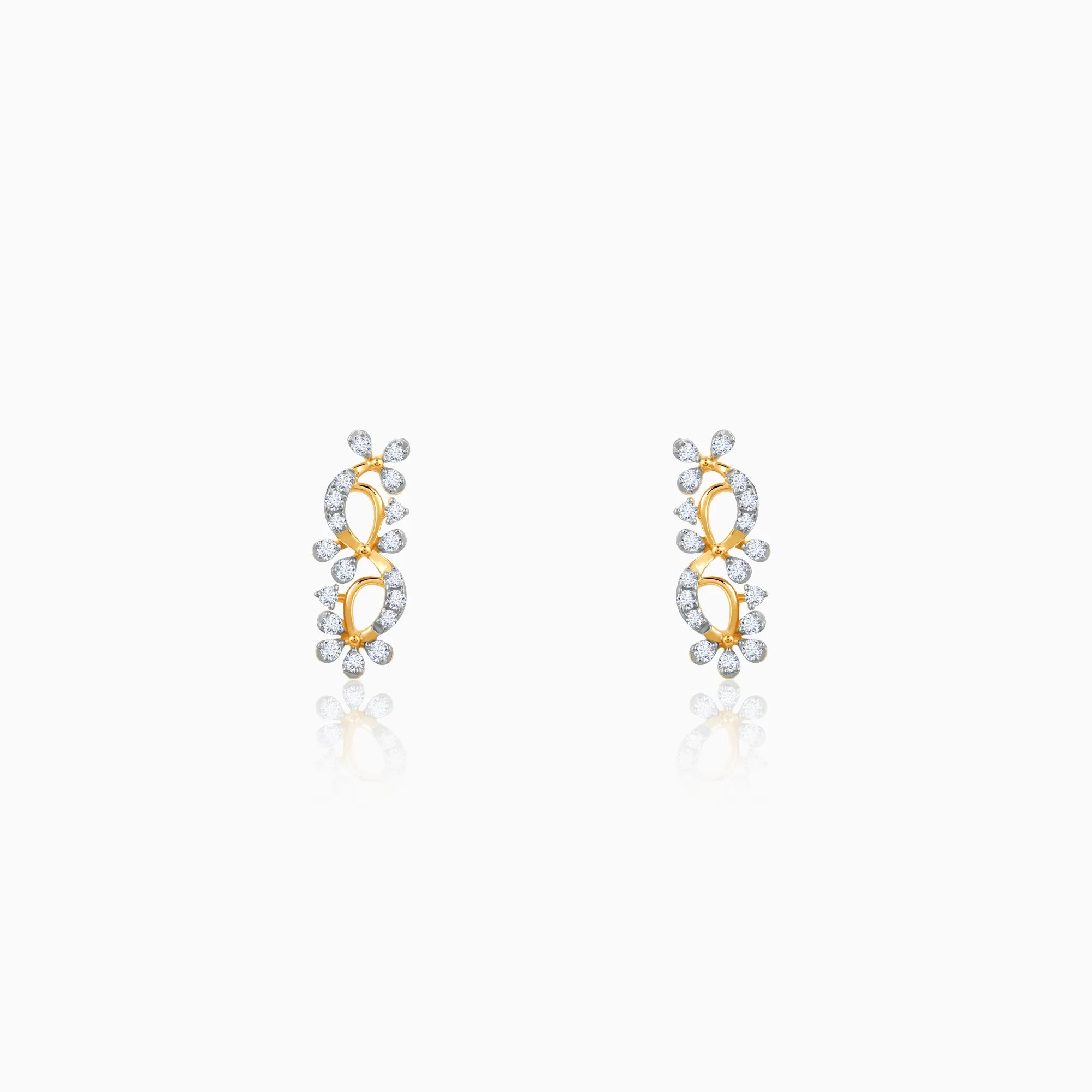 Gold Twinkling Twine Diamond Earrings