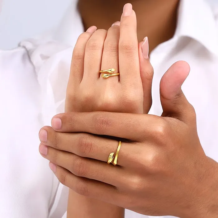 Golden Hug Me More Couple Rings
