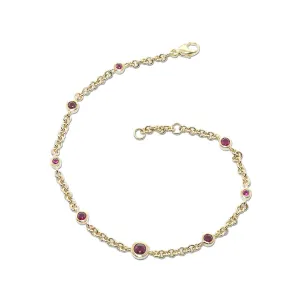 Graduated Ruby Round Link Bracelet