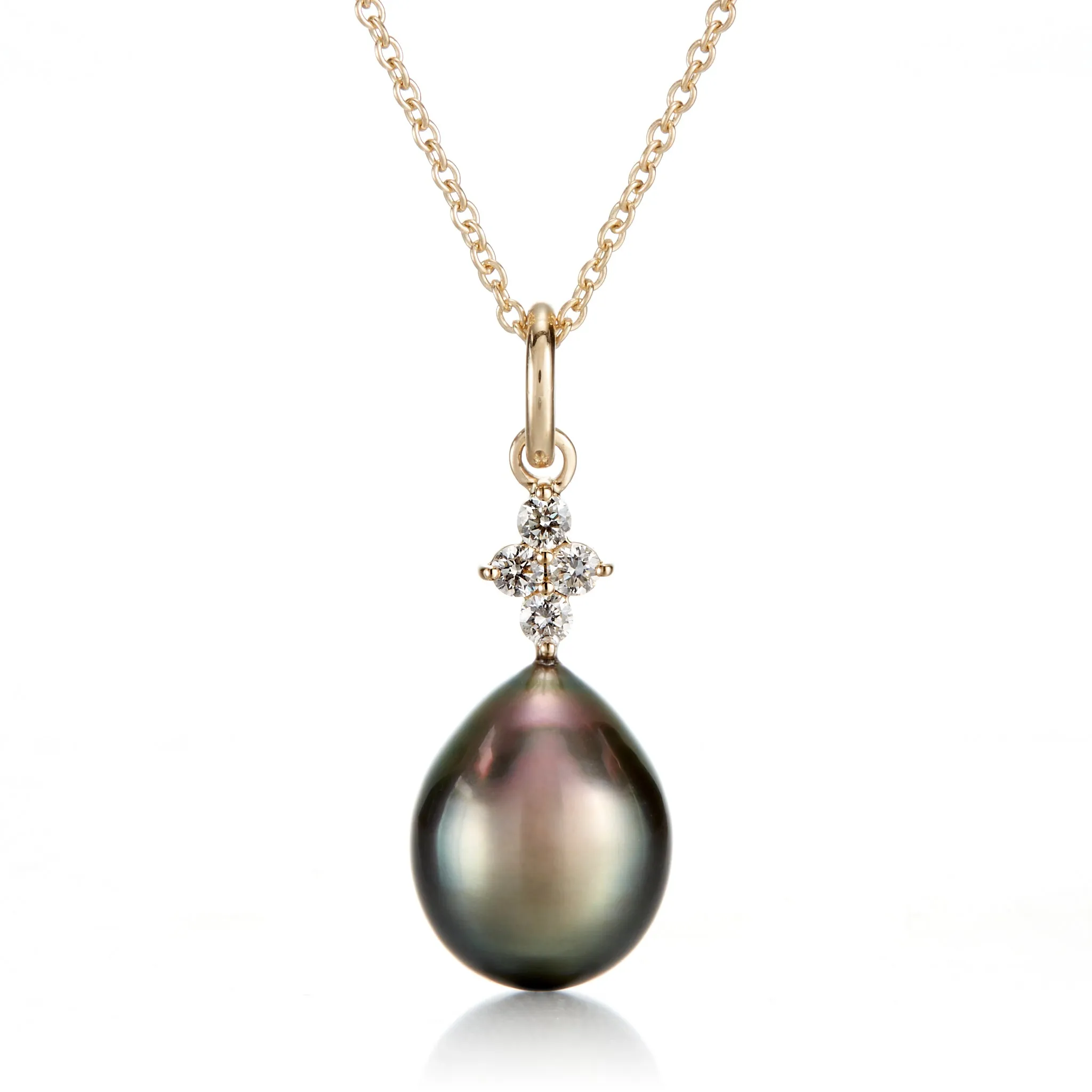 Gray Tahitian Pearl & Diamond Pendant Necklace