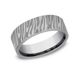 Gray Tantalum ??The Tiger Stripe?? 7mm European Comfort Fit Wedding Band