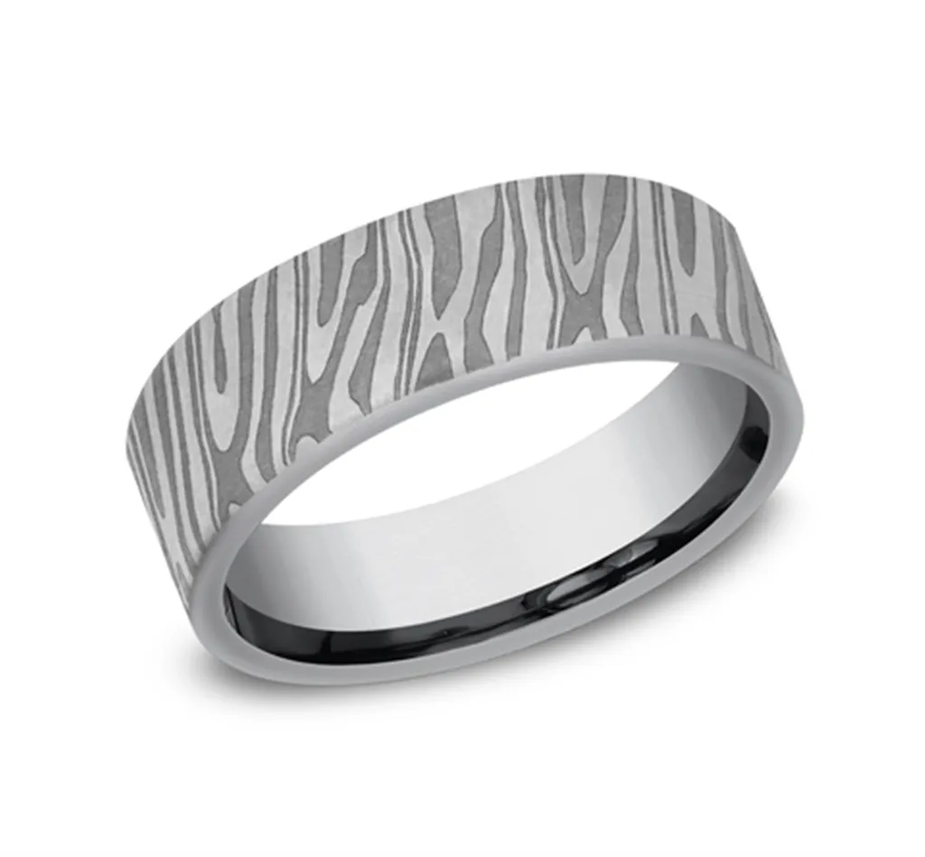 Gray Tantalum ??The Tiger Stripe?? 7mm European Comfort Fit Wedding Band