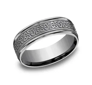 Grey Tantalum 7mm Love Knot Triangle Polished Round Edge Wedding Band