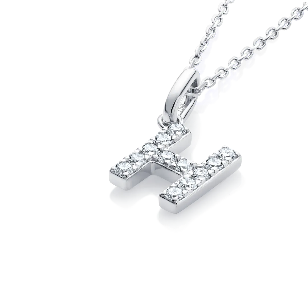 H Letter Pendant White Gold
