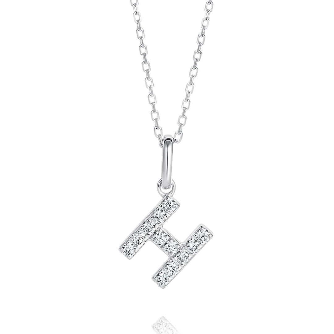 H Letter Pendant White Gold