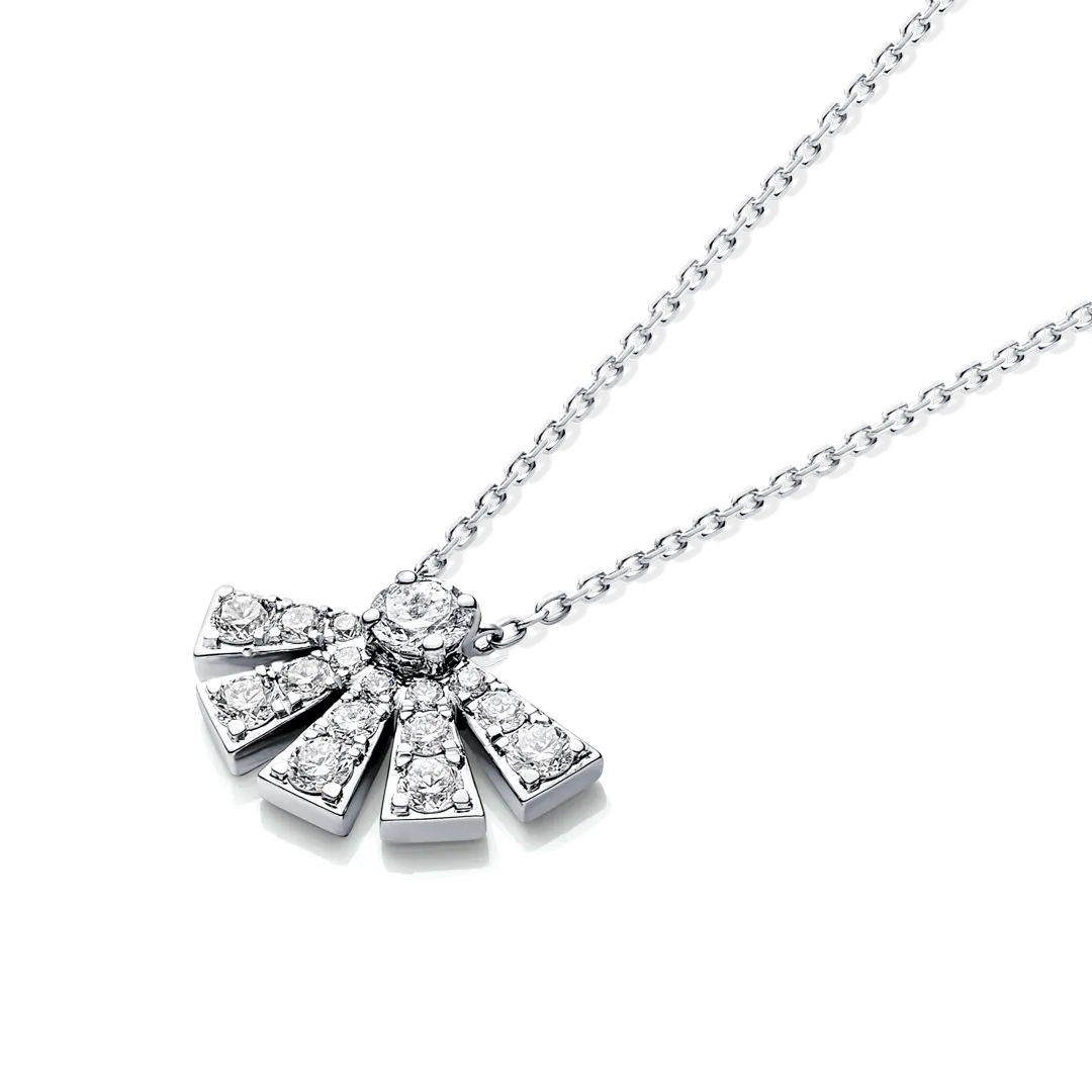 Half Sunrise Diamond Pendant White Gold