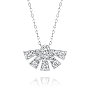 Half Sunrise Diamond Pendant White Gold