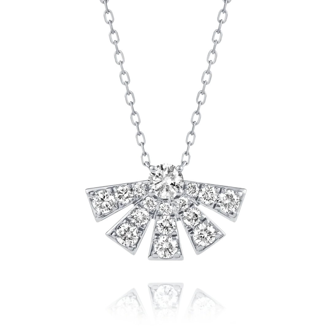 Half Sunrise Diamond Pendant White Gold