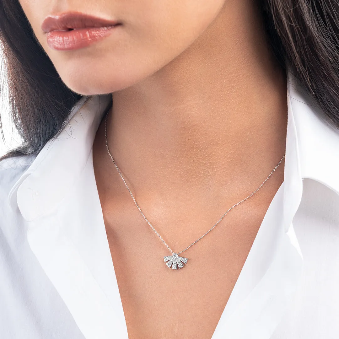 Half Sunrise Diamond Pendant White Gold