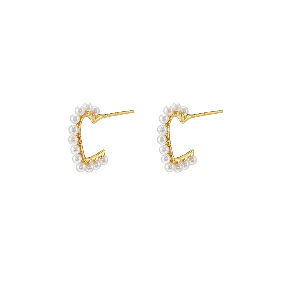 Heart Shape Pearl Hoop Earrings